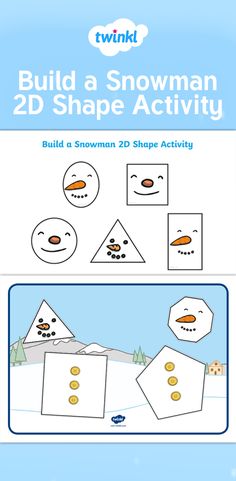 an activity book for children to learn how to make snowman shapes with the help of two