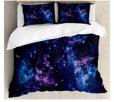 The King Size Ambesonne Space Themed Duvet Cover features vibrant, cosmic designs, adding a touch of celestial charm to your bedroom decor. (D3) Galaxy Bedroom, Galaxy Bedding, Star Bedding, Galaxy Room, Galaxy Decor, Bed Sets, Queen Duvet, Queen Duvet Covers, Bed Duvet Covers