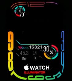 an apple watch with the time displayed on it's display screen and illuminated numbers