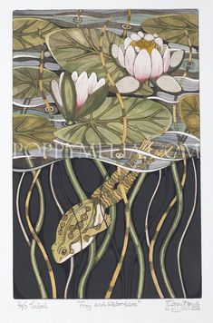 an image of water lilies and lily pads