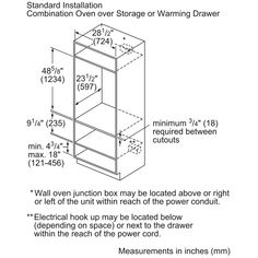 the diagram shows how to install an electrical outlet in a wall or ceiling cabinet with measurements