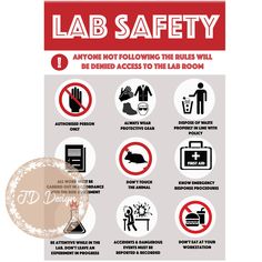 a poster with instructions on how to use the lab safety sign in order to keep people safe