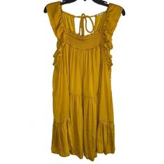 Free People Intimately Want Your Love Slip Dress Absinthe Size Small 100% Polyester Made In Vietnam Flat Measurements: Length: 33” Underarm To Underarm: 21.5” Bottom Hem: 47” Flowy Yellow Sundress With Ruffles, Mustard Sleeveless Summer Mini Dress, Yellow Bohemian Sundress With Ruffles, Casual Gold Beach Dress, Sleeveless Mustard Mini Dress For Beach, Mustard Sleeveless Mini Dress For Beach, Yellow Bohemian Mini Dress With Ruffles, Casual Gold Mini Dress, Sleeveless Gold Mini Beach Dress