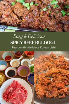 the cover of easy and delicious spicy beef bulgogi, featuring various ingredients