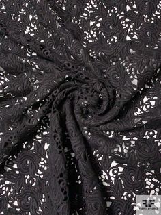 SKU: 10364 Color: Black Width: 47 inches This fabric is a last cut and no longer in production. Once sold out, we are unable to get more. Black Lace Fabric, Guipure Lace, Black Laces, Fashion Fabric, Fabric Samples, Black Design, Lace Fabric, Colour Palette, Dark Aesthetic