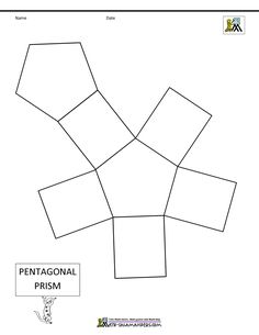 the pentagongonal prism is shown in black and white, with an arrow pointing to it