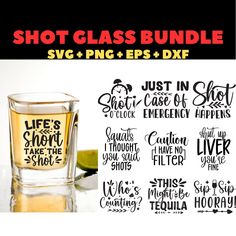 shot glass bundle svg and epss for photoshopping with the text, just in