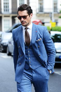 blue suit David James Gandy, David James, Best Mens Fashion, David Gandy, Groom Wear, Suit Style, 3 Piece Suits