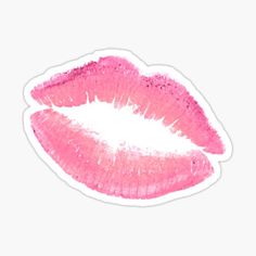 pink lipstick sticker on white background