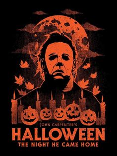 the poster for john carpenter's halloween movie, which features pumpkins and jack o lanterns