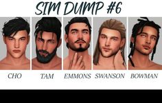 six male avatars with different facial expressions and hair styles for the sims dump 6