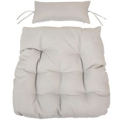 a white chair cushion with two pillows on the bottom and one pillow in the middle