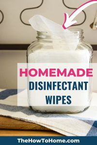 homemade disinfectant wipes in a glass jar