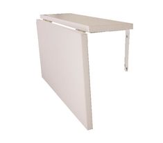 a white table that is on top of a white surface with one leg up and the other end down