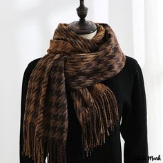 Color: Dark-khaki- Shawl Outfit, Warm Scarves, Cashmere Scarf Women, Long Paragraphs, Warm Shawl, Plaid Blanket Scarf, Fall Scarves, Scarf For Women, Oversized Scarf