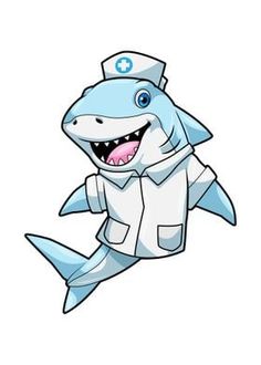 a cartoon shark wearing a nurse's uniform