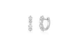 The Jumbo Prong Set Diamond Mini Huggie Earring stands out thanks to the 4 round diamonds per earring, each set with only 3 prongs so you see as much diamond as possible. Available as a single or a classic pair, these huggies can be mixed, matched, and even worn side-by-side as Emily likes to do. Diamond Huggies, Huggie Earring, Earring Stand, Single Earring, Jewelry Cleaner, Side By Side, Huggies Earrings, The 4, Prong Setting