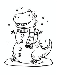 Get into the holiday spirit with our super cute Christmas Dinosaur Coloring Page! Perfect for kids and adults alike, this fun illustration features a friendly dinosaur all dressed up for Christmas, surrounded by festive decorations. Whether you're keeping the kids entertained or just looking for a relaxing holiday activity, this coloring page is the perfect pick. Go own Website to download this coloring page for free, along with tons of other free printables like clipart, stickers, and more! Christmas Dinosaur Coloring Page, Christmas Coloring Pages Free Printable, Snowman Coloring Page, Snowman Coloring, Snowman Coloring Pages, Christmas Dinosaur, Relaxing Holiday, Color Sheets, Dragon Crafts