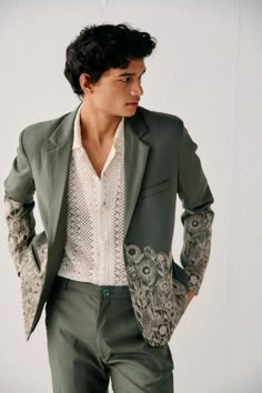 Beach Wedding Suit, Sage Green Blazer, Casual Wedding Suit, Beach Wedding Suits, Wedding Dresses Men Indian, Embroidered Blazer, Blazer Outfits Men