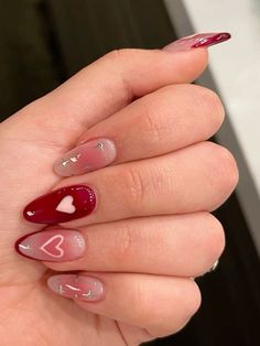 Cute Nail Ideas Valentines Day, Jelly Red Nails Acrylic, Red Jelly Valentines Nails, Jelly Color Nails Design, Nails 2024 Holiday, Valentines Day Inspired Nails, Valentines Nails Coquette, Cherry Jelly Nails, Cute Valentine��’s Day Nails Simple