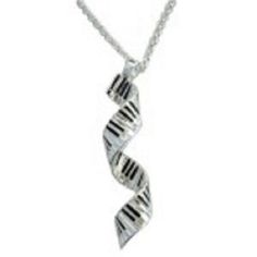 a silver necklace with a spiral design on it