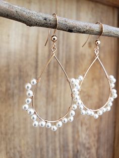 Western Wedding Jewelry, Crystal Core, Pearl Rose, Earrings Rose Gold, Photography Accessories