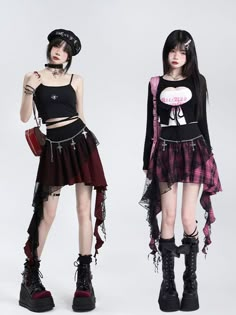 This price is for a skirt only, the waist chains and others are not included. Pattern:Plaid PatternSkirt Details:Ruffle SkirtSkirt Length:Short SkirtSkirt/Shorts/Pants Waistline:Natural Banded WaistSizeSMLFull Length353637Waist667074 Punk Skirt, Pink Music, Y2k Girls, Soft Goth, Fashion Corset, Kpop Concert Outfit, Concert Outfit Inspo, Punk Dress, Music Festival Outfits