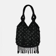 Nwt. Zara Black Crossbody Bag With Fringing And Beads. Handle And Crossbody Strap. Height X Length X Width: 25 X 18 X 9 Cm. / 9.8 X 7.0 X 3.5″. Ref. 6150/210. Elegant Black Beaded Bags, Elegant Zara Party Bag, Elegant Zara Party Bags, Elegant Party Bags By Zara, Rectangular Evening Bag With Beaded Fringe, Evening Rectangular Bag With Beaded Fringe, Elegant Shoulder Bag With Beaded Fringe For Party, Evening Rectangular Bags With Beaded Fringe, Formal Rectangular Bag With Beaded Fringe