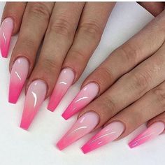 Ombre Nail Design, Nails 23, Fly Nails, Nail Bling, Unghie Sfumate, Pink Ombre Nails, Ombre Acrylic Nails, Cute Acrylic Nail Designs, Ombre Nail Designs