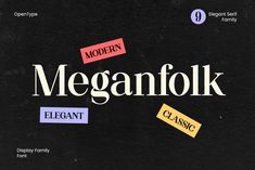 a book with different types of labels on the front and back cover, including one for modern meganflk