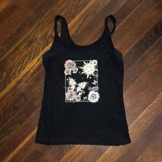 Never Worn Silky Cotton Feel Pitch Black Cotton Blend Feels Just Like A Regular Tshirt Hanky Hem Top, Flower Tank Top, Ribbed Halter Top, Pitch Black, Women Tunic Tops, Tank Top Camisole, Pink Tank Top, Brown Dress, Printed Tank Tops