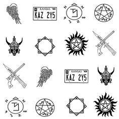 various symbols and designs for tattoos on a white background - free image 34971