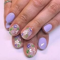 [Package Includes]You will get 24 short square fake nails with purple gloss acrylic flower leaf design press on nails in 12 sizes, 1 nail file and 24 jelly glues,1 alcohol bag 1 small wooden stick. [Easy to use]Our short square press on nails can be reused, with high cost performance (Can't be reused after using glue) [Material]Our nails are made of environmentally friendly ABS resin material, which is non-toxic, tasteless and environmentally friendly, It is harmless to skin and nails. You can u Purple Fake Nails, Nails Extra Short, Flower Press On Nails, Nails Short Square, Purple Acrylic Nails, Short Fake Nails, Flower Press, Press On Nails Short, Plaid Nails