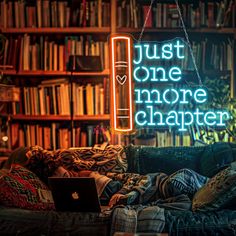 Just One More Chapter Neon Sign, Book Lover Gift, Book Room Decor, Custom Neon Sign, Gifts for Bookworms, Book Reader Sign, Book Wall Art ❤️ Our gorgeous high-quality neon signs are carefully handmade. Making a statement and designing the mood in any room with this super cool neon sign surely will create the vibe you've always dreamed of! - Easy to assemble, - Energy saving, long-using (50.000 hours), and totally safe to use. - Can be used to decorate your room, café, live-stream or gaming room, party... or work as a special night lamp. ❤️ 11 stunning colors available with sizes between 40 and 150cm or more in width for you to choose from. ❤️ Super fast production and shipping - 12 Months warranty - Ready to ship in 1-2 business days - Shipping time: 3-5 business days (except holidays) ❤️ Book Room Decor, Cool Neon Signs, Just One More Chapter, Book Wall Art, One More Chapter, Book Room, Book Wall, Bookshelf Decor, Gifts For Bookworms