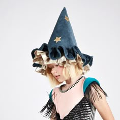 Our pointed hat, crafted from blue velvet, is ideal to add to a witch costume or to wear for dressing up all year. Kirby Gijinka, Stars And Moons, Gold Glitter Stars, Authentic Models, Barbie Movie, Meri Meri, Glitter Stars, Blue Hat, Turbans