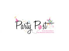 the party post logo is shown with balloons and confetti on it's head