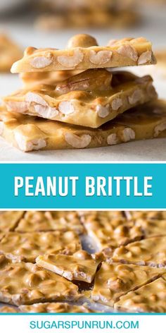 peanut brittle cookies are stacked on top of each other with the words, how to make them