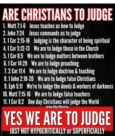 a poster with the words are christians to judge