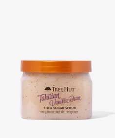 A flavoured sugar scrub. Scrub your way to smoother and softer skin with Tree Hut Sugar Scrub in Tahitian Vanilla Bean. Designed to deeply nourish the skin, this sugar scrub helps to remove dull and dead skin, promote skin elasticity, smooth texture, and soothe, soften, and enrich the skin with pro-youth benefits thanks to a blend of sugar, vanilla extract, monoi oil, and shea butter. Scented with warm and decadent notes of toasted vanilla, gardenia, and suede, this body scrub ensures your skin smells as good as it feels. Vegan Cruelty-free Free of alcohol, parabens, sulphate, formaldehyde donors, and gluten Ingredients: Sucrose, Glycerin, Polysorbate 20, Silica, Vanilla Planifolia Fruit Extract, Gardenia Tahitensis Flower Extract, Vanilla Planifolia Fruit, Butyrospermum Parkii (Shea) Butt Tree Hut Sugar Scrub, Tahitian Vanilla Bean, Bergamot Tea, Moroccan Rose, Monoi Oil, Flavored Sugar, Moroccan Argan Oil, Evening Primrose Oil, Beauty Bay