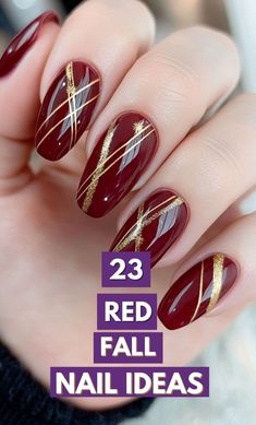 Red Wedding Nail Designs, Red Combo Nails, Autumn Red Nails Design, Winter Marble Nail Designs, French Nails With Burgundy, Burgundy Nails Gold Accent, Burgundy Christmas Nails Acrylic, Nail Designs For Red Nails, Nail Art For Thanksgiving