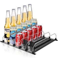 an image of a rack with sodas and soft drinks