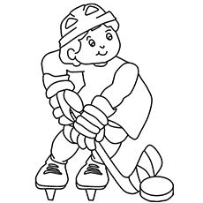 a boy playing ice hockey coloring pages for kids to print out and color on the page