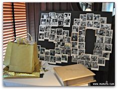 a table topped with lots of pictures and papers