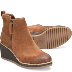 Emeline | Sofft Shoe Sofft Boots, Sofft Shoes, Suede Fashion, Havana Brown, Wet Weather, Shoes And Boots, Suede Booties, Boot Shop, Sandals Summer