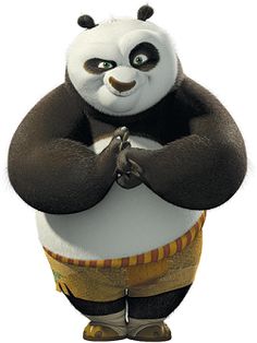 a panda bear is standing with his arms crossed