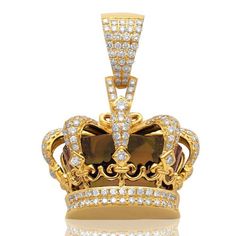 This eye-catching statement Crown diamond pendant is crafted in solid 10K Yellow Gold with quartz and shimmering round white genuine diamonds. Material Color: Yellow Gold Stone: Diamond SI2- I1 clarity with H-I color Total Carat Weight: 2.90CTW Measurements: 1.67" x 1.25" All measurements are approximate and may vary slightly from the listed dimensions. Hooded Skeleton, Crown Diamond, Crown Pendant, Diamond Pendant Sets, Mens Gold Jewelry, Diamond Crown, Man Cave Bar, Royal Jewels, Fashion Suits