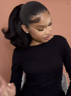 Black Women Sleek Hairstyles, Low Pony Black Women, Air Hostess Hairstyles, Black Elegant Hairstyles, Modest Hairstyles Black Women, One Braid Black Women, Tap Ins Hairstyles, Formal Black Hairstyles, Professional Black Hairstyles