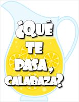 a yellow pitcher filled with lemons and the words que te pasa, calabza?