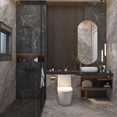 this bathroom has marble walls and flooring