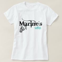 Marine's Wife T-shirt, Women's, Size: Adult L, White Gender: female. Marine Wife, Dog Tags Military, Military Design, Army Wife, Womens Basic, Casual Wardrobe, Dog Tags, Gender Female, Fashion Clothes Women